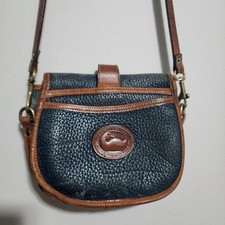 Vintage Navy Blue Leather Crossbody Bag with Snakeskin-Embossed Panel and Pleated Detail No - I checked and there's no maker mark — listing 4