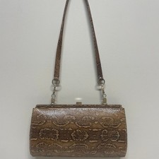 Vintage Cobalt Blue Snakeskin-Embossed Frame Clutch with Crossbody Strap, listing 6