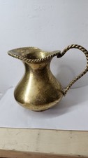 Vintage Solid Brass Pitcher Made in India, 8.5" Tall with Dark Patina — listing 6