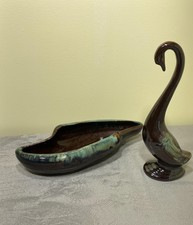 Vintage Drip-Glaze Ceramic Swan Planter / Figural Bowl — listing 3