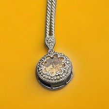 1930s Sterling Silver and Marcasite Art Deco Pendant Necklace with Chain — listing 3