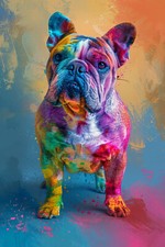 Colorful Pop-Art English Bulldog Canvas Print, Signed S. Wac — listing 4