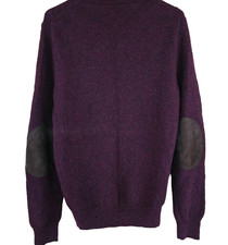 Dark Red Marled Knit Long Sleeve Top with Side Buttons and Elbow Patches — listing 6