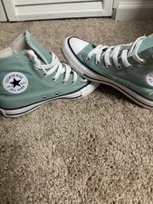 Vintage Converse Chuck Taylor All Star Made in USA High-Top Sneakers, Aqua/Yellow Two-Tone, Size 5 — listing 6