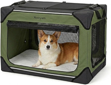 Soft-Sided Collapsible Pet Crate with Mesh Windows and Fleece Pad, Gray/Black, listing 4