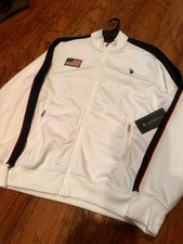 U.S. Polo Assn. Men's White Full-Zip Track Jacket with American Flag Patch — listing 6