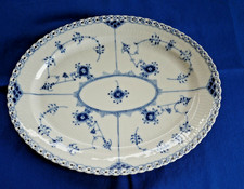 Blue Fluted Full Lace Hand-Painted Porcelain Salad/Dessert Plate with Pierced Openwork Scalloped Rim — listing 2