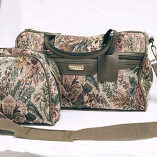 Vintage Jaguar Tapestry Floral Soft-Side Luggage Suitcase — listing 6