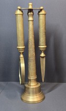 Vintage Brass-Handled Desk Set — Letter Opener and Scissors with Leather Case