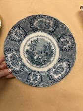 Antique New Wharf Pottery Ironstone Oval Serving Platter with Pink Floral Transfer — listing 4