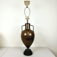 Bronze-Finish Urn-Form Table Lamp with Burgundy Hexagonal Bell Shade — listing 4