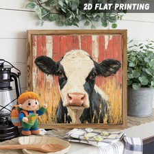 Farmhouse Cow "Home Is Where My Herd Is" Framed Wall Art in Distressed Reclaimed Wood Frame, listing 4