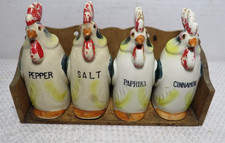 Vintage Japan Hand-Painted Black Rooster Ceramic Spice Shaker Set (6 pieces) — listing 6