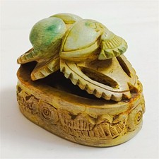 Egyptian God Bes Figurine with Hieroglyph Base & Scarab — listing 5