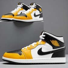 Nike Air Jordan 1 Mid Black/Yellow Ochre White Sneakers — listing 4
