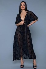 Be Wicked USA Black Open-Knit Crochet Mesh V-Neck Cover-Up / Dress with Tie Waist (NWT) — listing 2