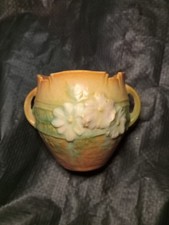 Roseville Pottery Cosmos Two-Handled Vase in Blue — listing 6