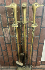 Vintage Brass Fireplace Tool Set with Ball-Top Handles on Stand — listing 6