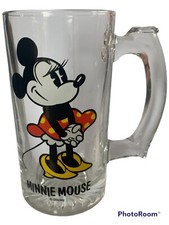 Vintage Walt Disney Productions Minnie Mouse Clear Glass Mug Stein