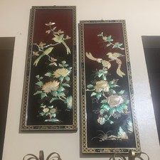 Chinese Mother-of-Pearl Shell Inlay Wall Panel with Guanyin/Beauty Figure, Framed — listing 6