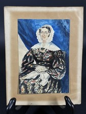 Antique 1840 Watercolor Portrait of Gentleman in Birdseye Maple Frame — listing 5
