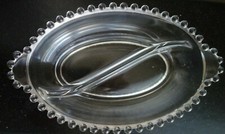 Vintage Pressed Glass Rectangular Relish Dish with Scalloped Rim and Hobnail Pattern — listing 6