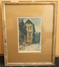 Hand-Colored Limited Edition Etching of a Farmer/Peasant with Straw Hat and Wheat Sheaf, Plate No. 39 — listing 6