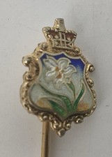 Vintage Guilloche Enamel Rose Stick Pin with Scalloped Bezel and Clutch — listing 6