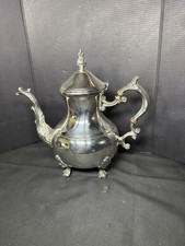Vintage Silverplate Footed Teapot with Ornate Scroll Handle and Finial — listing 3