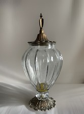 Vintage Pressed Glass Apothecary Jar with Ground Glass Lid, Pedestal Base