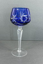Cobalt Blue Cut-to-Clear Crystal Vase with Star, Pinwheel & Diamond Motifs — listing 6