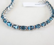 Bezel-Set Blue Topaz Oval Link Bracelet with Extender Chain — listing 2