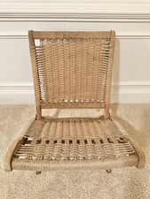 Mid-Century Modern Hans Wegner Style Woven Rope Lounge Chair — listing 4