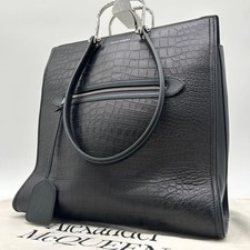 Alexander McQueen 'The Tall Story' Black Leather Tote Bag with Red Trim and Gold Hardware — listing 6