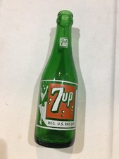 Vintage 7up Green Glass ACL Soda Bottle, 7 Fluid Ounces, "You Like It, It Likes You" Slogan — listing 4