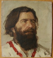 Oil Portrait of Bearded Elderly Man in Gilt Frame, Signed — listing 2