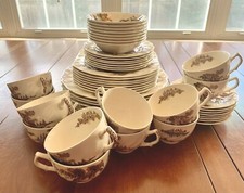 Vintage Brown Transferware Floral Dinnerware Set (bowls, plates, cups & saucers) Royal / Ironstone — listing 5
