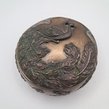 Enameled Jeweled Peacock Trinket Box with Rhinestone Accents — listing 2