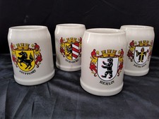 Group of German Salt-Glaze Stoneware Beer Steins with Pewter Lids — listing 2