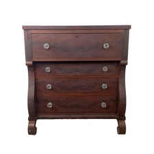 Antique American Empire Flame Mahogany Chest of Drawers with Carved Pineapple Columns and Paw Feet — listing 5