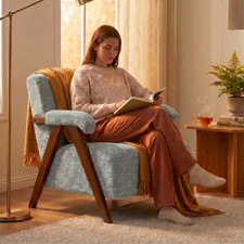 mid-century armchair Vintage High-Back Tufted Armchair with Gold Velvet Upholstery — listing 6