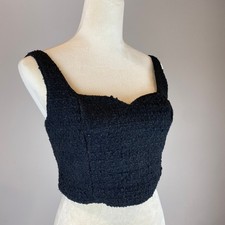 Abercrombie & Fitch Black Sweetheart Neckline Corset-Seam Crop Top with Balloon Sleeves — listing 4
