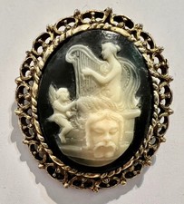 Vintage Ornate Gilt Metal Cherub Cameo Table Lighter — listing 5