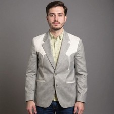 Vintage Prestige West Faux Suede Western Sport Coat / Blazer, Tan, Men's ~46R — listing 2
