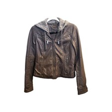 Faux Leather Motorcycle Jacket with HD Shield Patch and Contrast Stitching A generic fashion brand — listing 2