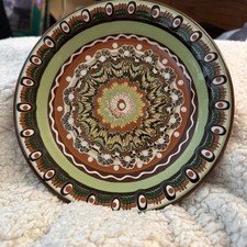 Bulgarian Troyan Redware Pottery Bowl with Slip-Trailed Peacock Eye Motif — listing 5