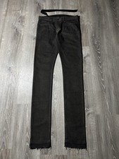 Rick Owens Bootcut Flared Jeans with Painted/Waxed Distressed Finish and Side Zip Gussets — listing 4