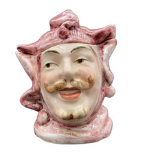Majolica-Style Ceramic Bacchus / Zeus Bearded Head Sculpture Vase — listing 3