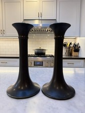 Rookwood Pottery Arts & Crafts Green Glaze Low Candle Holders, Pair, Shape 2310 — listing 2