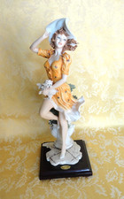 Giuseppe Armani Florence Capodimonte-Style Lady Figurine with Applied Flowers on Wood Base — listing 2
